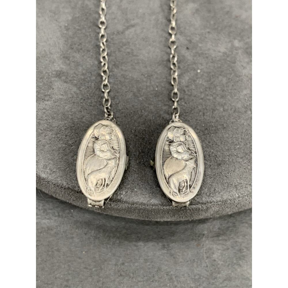 Antique Sterling Silver Bib Clip Child & Lamb Embossed 925 Silver Webster Co
